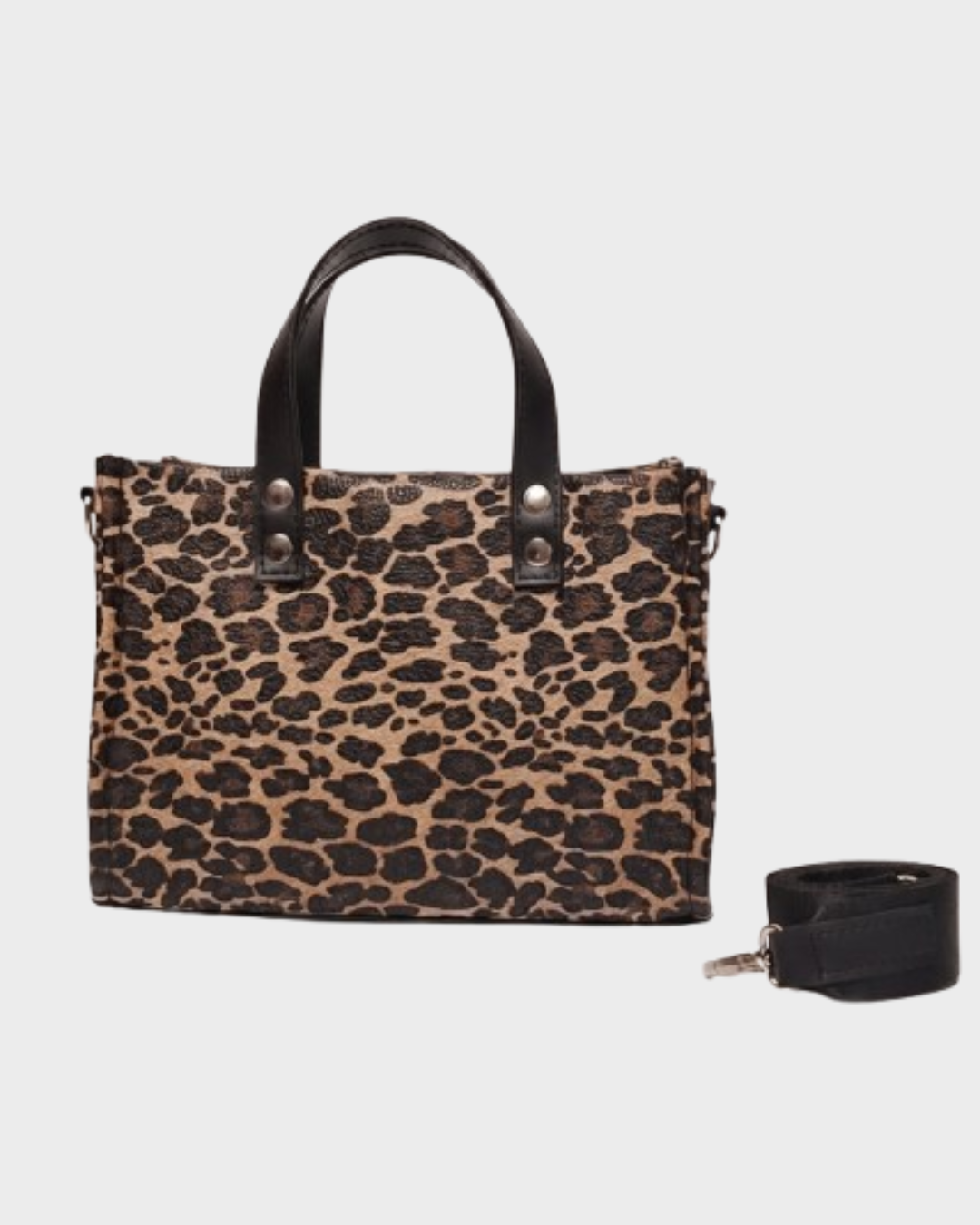 Cartera de mano Mini City Wild Cuero Graneado Estampado Leopardo con correa al hombro